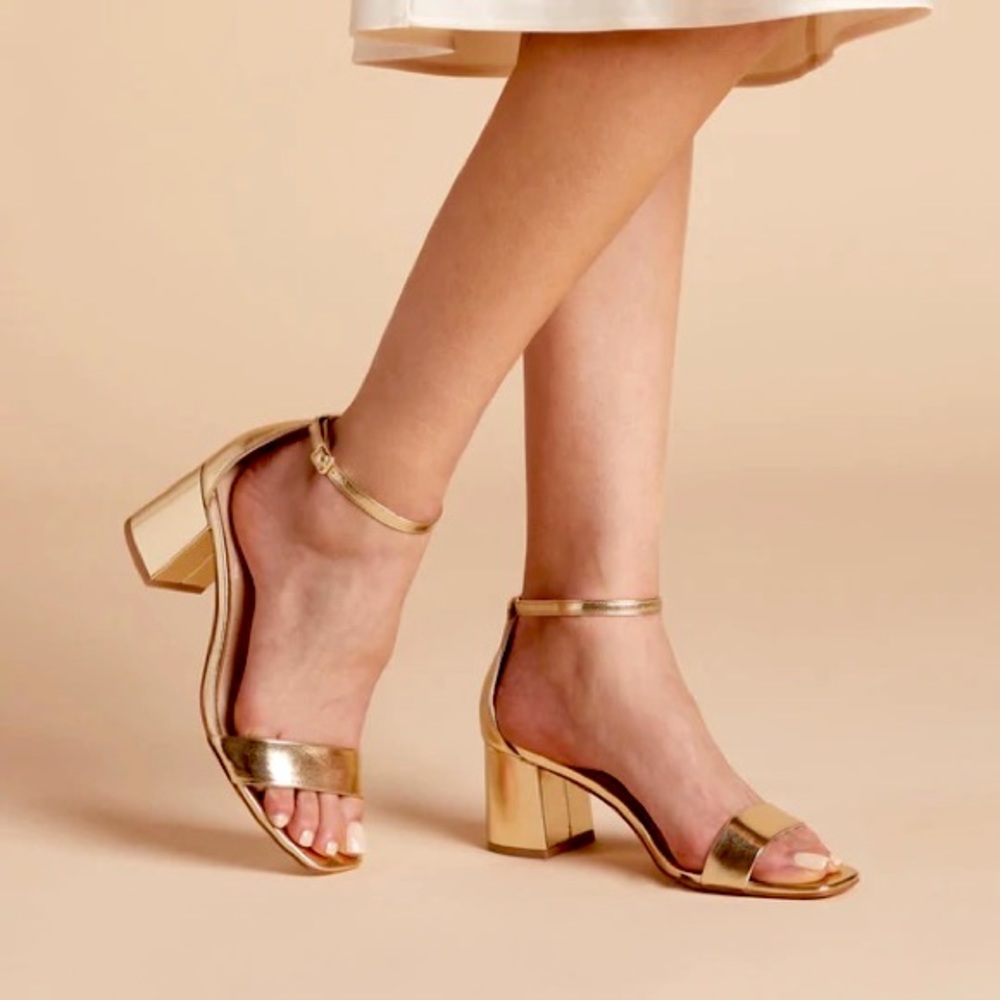 Natalie Chunky Gold Heels